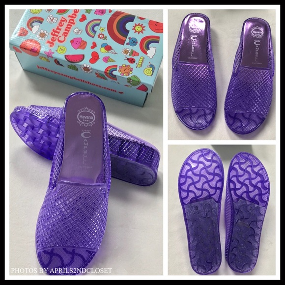 JEFFREY CAMPBELL SLIDES JELLY WEDGE SANDALS A2C - Picture 7 of 8